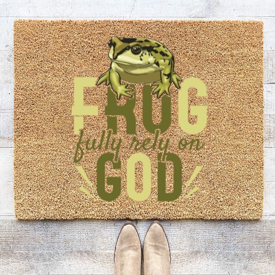 Frog Fully Rely On God Coir Doormats