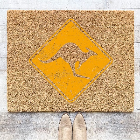 Outback Kangaroo Crossing Road Sign Coir Doormats