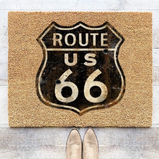 Route 66 vintage sign 2 Coir Doormats