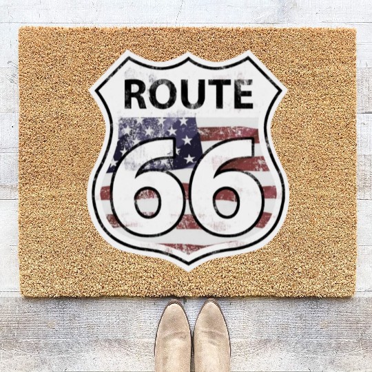 Route 66 - American Flag Coir Doormats