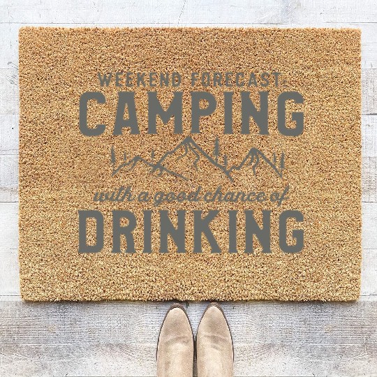 Weekend Forecast Camping Lover Campfire Adventure Coir Doormats