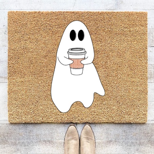 Ghost with latte Coir Doormats