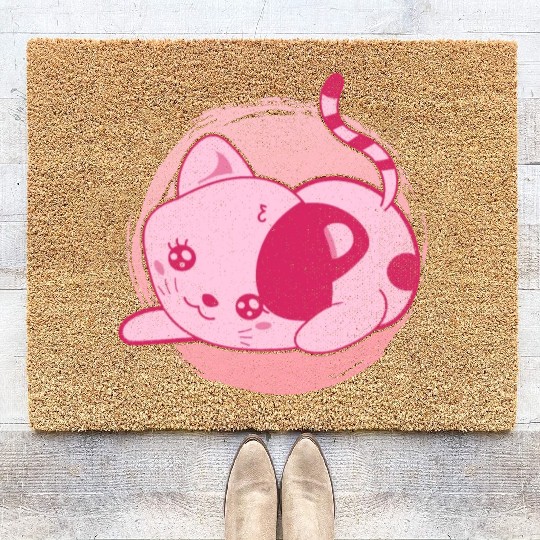 Cat lover pet gift kawaii cat Coir Doormats