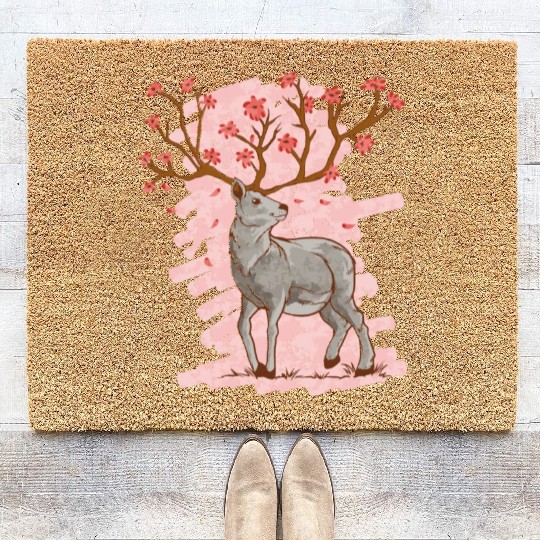 Cherry Blossom Deer Sakura Coir Doormats