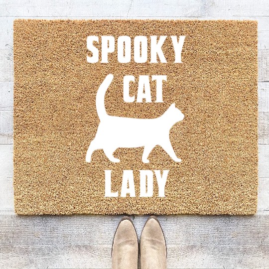 Spooky Cat Lady Coir Doormats