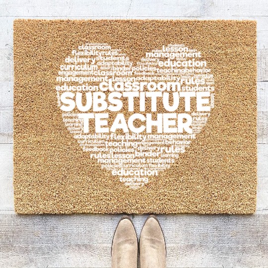 Substitute Teacher Word Cloud Back To School Coir Doormats