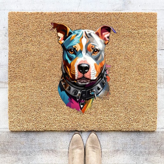 nice colorful dog Coir Doormats