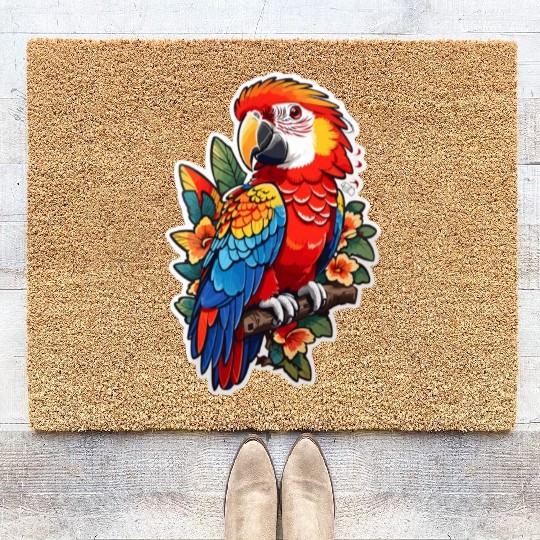Scarlet Macaw Kawaii Coir Doormats