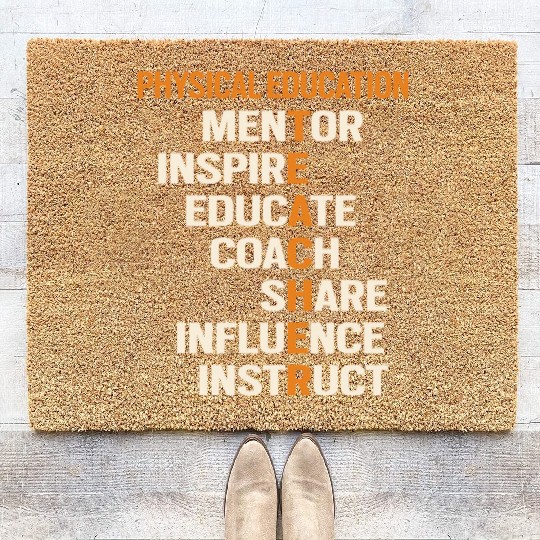 Pe Physical Education Teacher Teach Back To School Coir Doormats