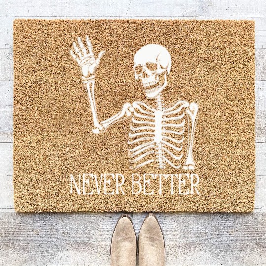 Funny Halloween Skull Coir Doormats | Sarcastic Dead Inside