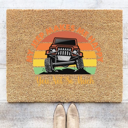 my jeep makes me happy Coir Doormats