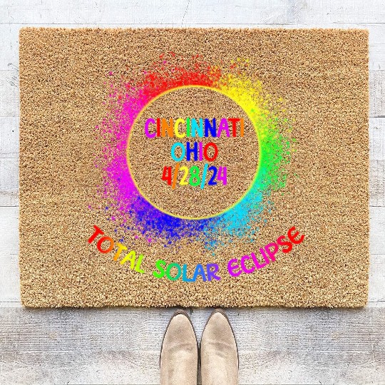 Total Solar Eclipse Cincinnati Ohio 4/28/24 Kids Coir Doormats
