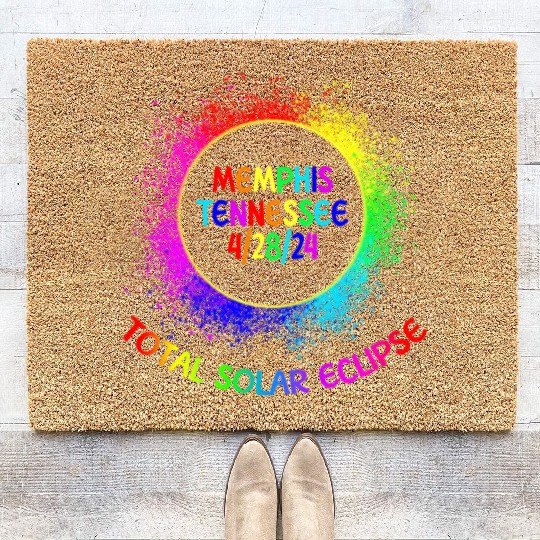 Total Solar Eclipse Memphis Tennessee 4/28/24 Kids Coir Doormats