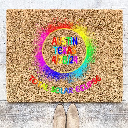 Total Solar Eclipse Austin Texas 4/28/24 Kids Coir Doormats