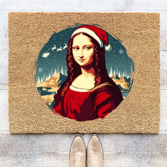 Mona Lisa Funny Christmas Art Coir Doormats