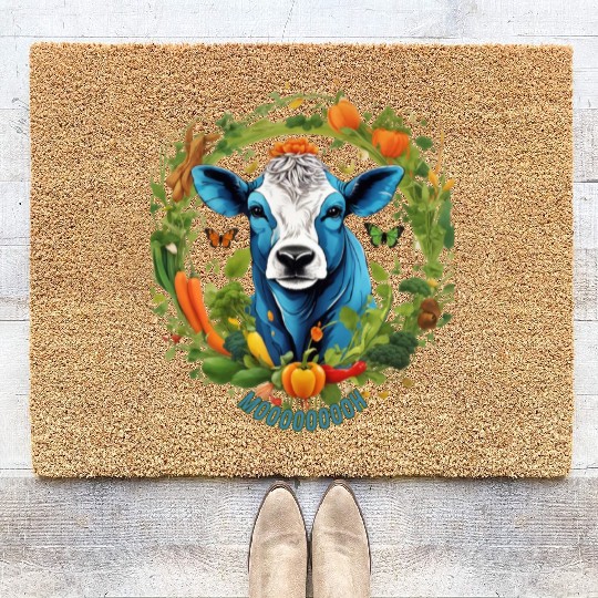 cow animals vegetarian Coir Doormats