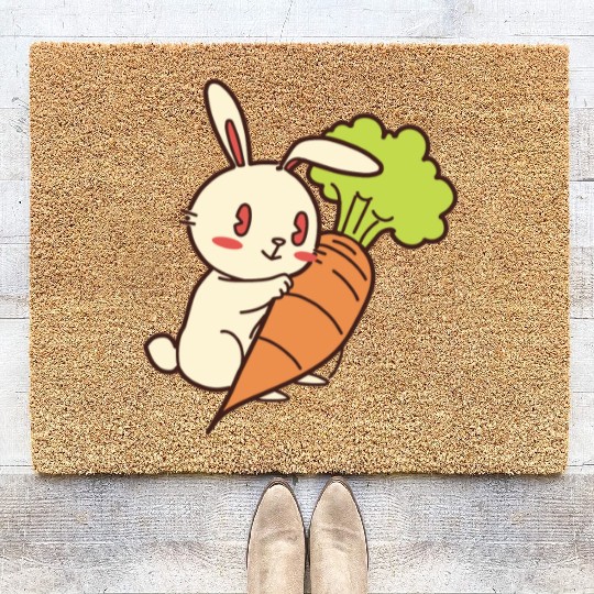 Rabbit And Carrot Coir Doormats