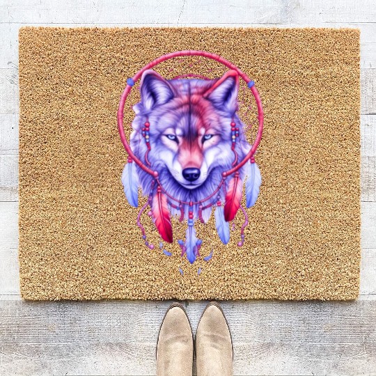 Whimsical Wilderness Wolf Coir Doormats