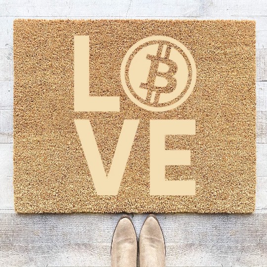Modern Bitcoin Love Design Coir Doormats