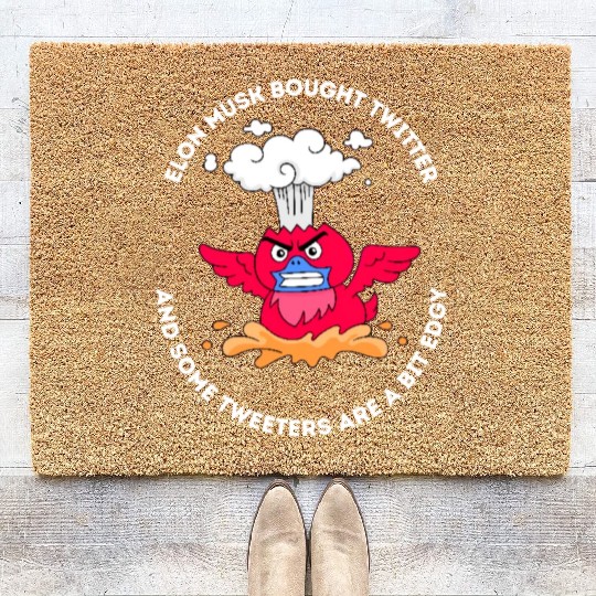 Elon Musk Angry Twitter Bird Coir Doormats