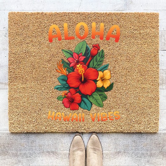 Hawaii's Aloha Vibes and Hibiscus Magic Hawaii Coir Doormats