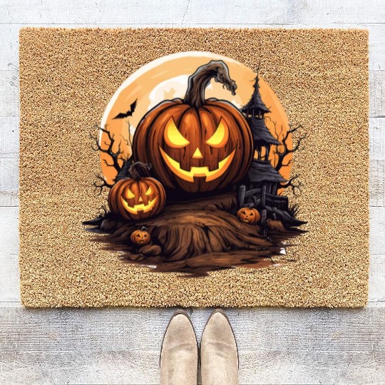 Halloween Haunted House Spell Pumpkin Bat Coir Doormats