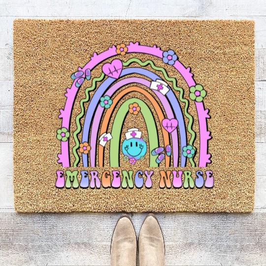 Emergency Nurse rainbow Coir Doormats