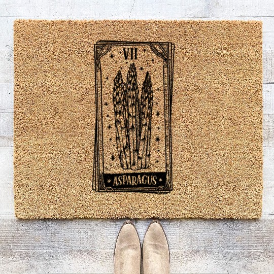 Asparagus Tarot Card - Black Ink Coir Doormats