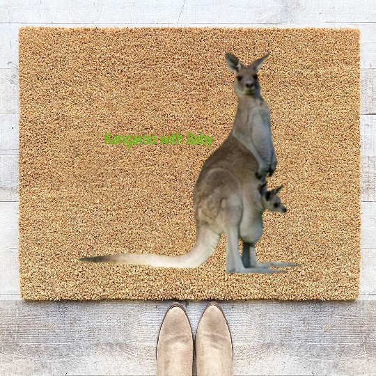 baby with kangaroo Coir Doormats