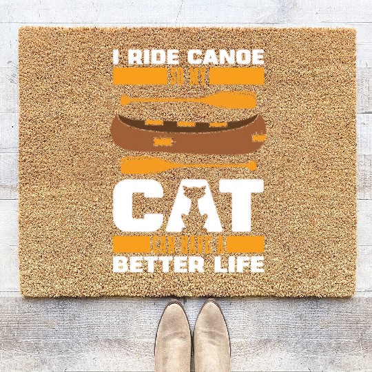 Canoe Canoeing Canoeist Cat Coir Doormats
