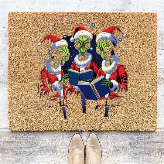 Alien Christmas Carolers Coir Doormats