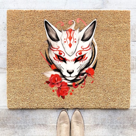Kumiho Fox Maske Japan Kitsune Samurai Anime Coir Doormats