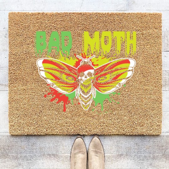 Bad moth | fancy skull colored moth art Coir Doormats