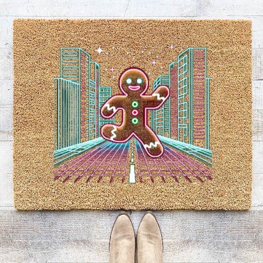 The Gingerbread Sprinter - Retro Arcade Holiday Coir Doormats