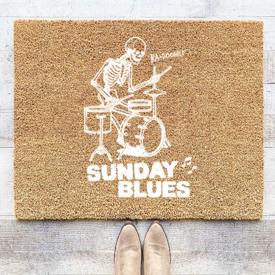 Sunday Blues - White Ink Coir Doormats