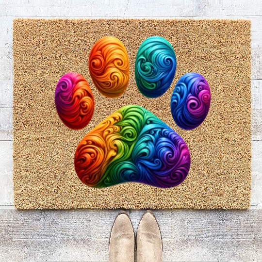 Colorful Paw Prints Edition Coir Doormats