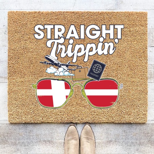 Straight Trippin' Dane Vacation Tour Travel Trip Coir Doormats
