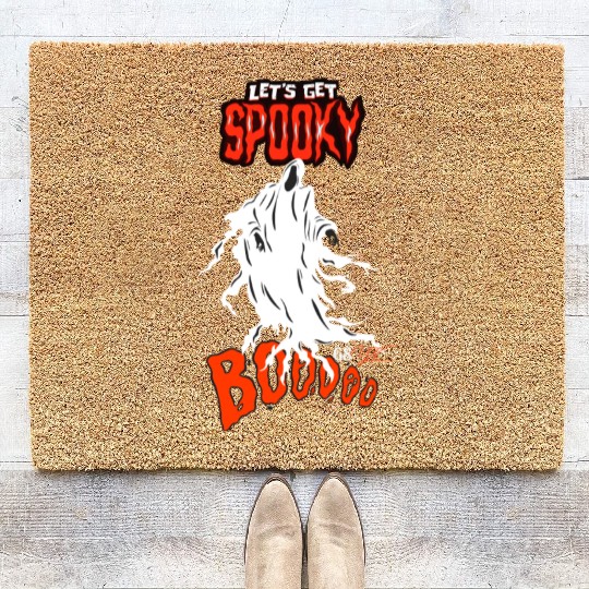 Let's get spooky halloween ghost Coir Doormats