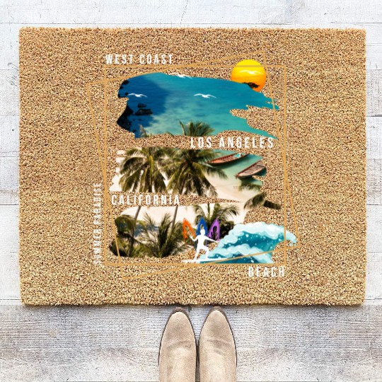 West Coast Los Angeles California Beach Coir Doormats