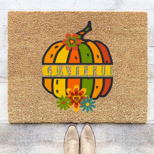 Grateful Pumpkin Coir Doormats