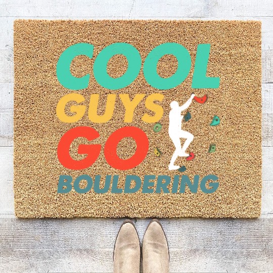Cool Guys Go Bouldering Climbing Boulder Coir Doormats