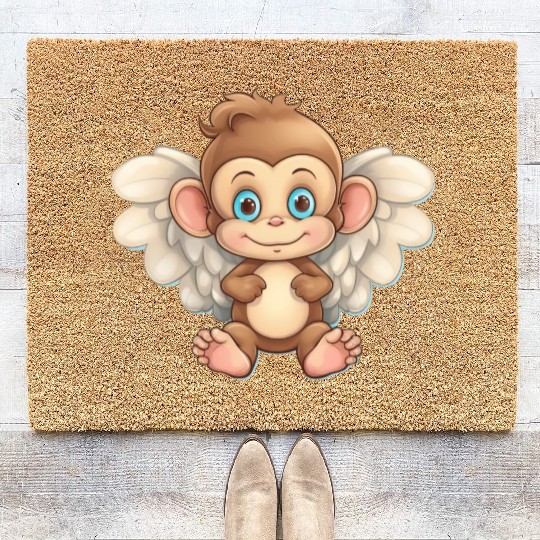 monkey chimpanzee angel flights Coir Doormats