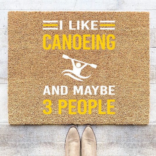 3 People Canoeing Canoe Coir Doormats