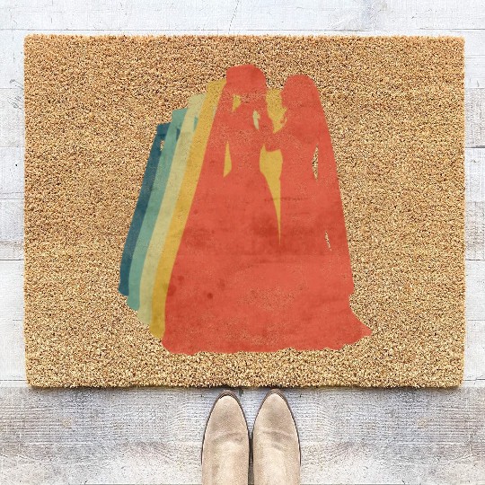 Lesbian Couple Romantic Wedding Wife Retro Coir Doormats