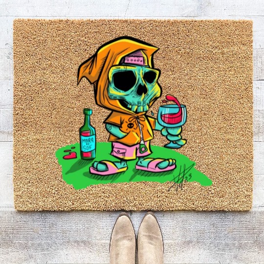 Death of thirst. Thirsty skeleton. Coir Doormats