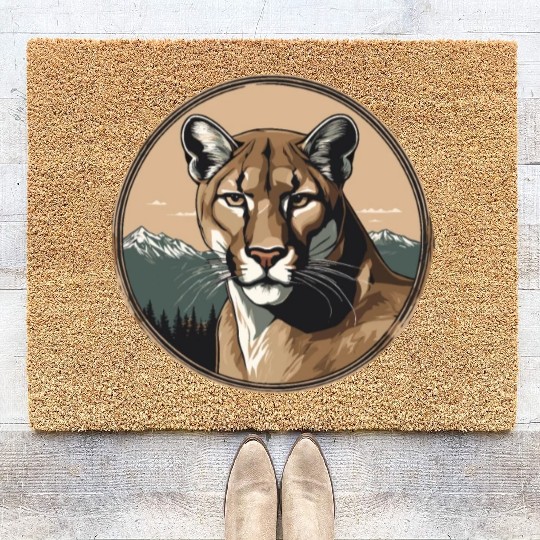 Mountain Lion Cougar Coir Doormats