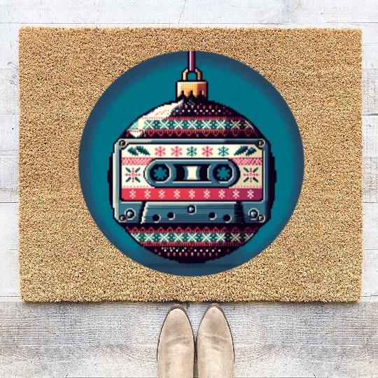 Retro Cassette Tape Christmas Ornament Coir Doormats