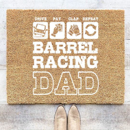 Funny Fathers Day Western Barrel Racing Dad Coir Doormats