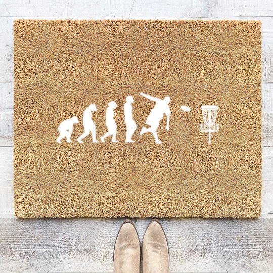 Disc-Golf-Player Disc-Golfing Game Evolution Coir Doormats