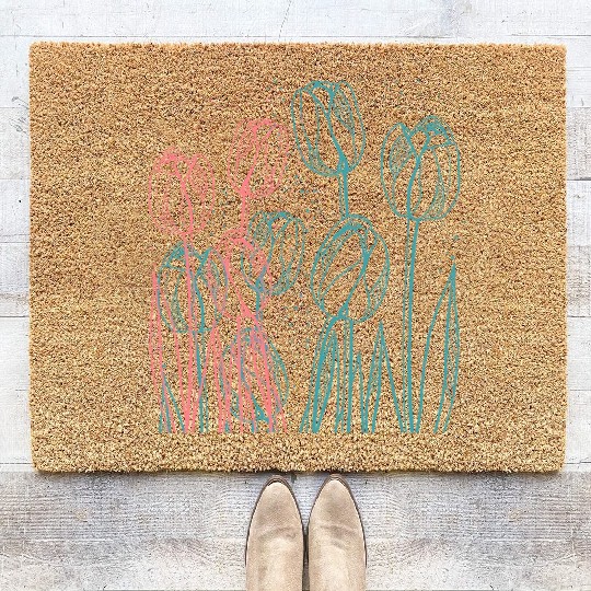 Colorful Tulips Garden Coir Doormats